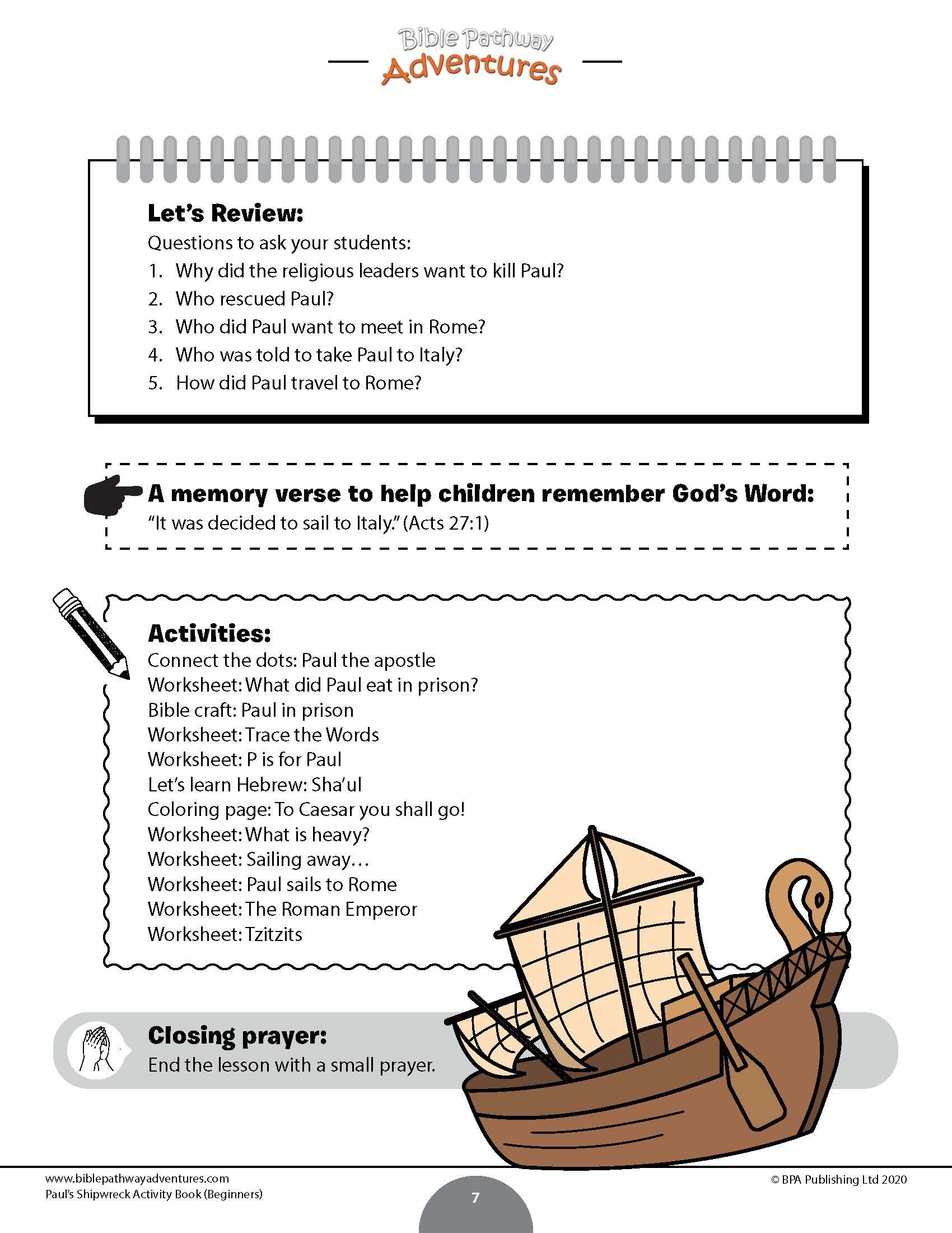 Pauls shipwreck activity book for beginners