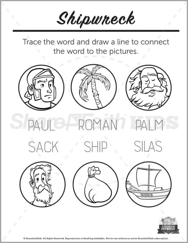 Acts shipwreck preschool word picture match â