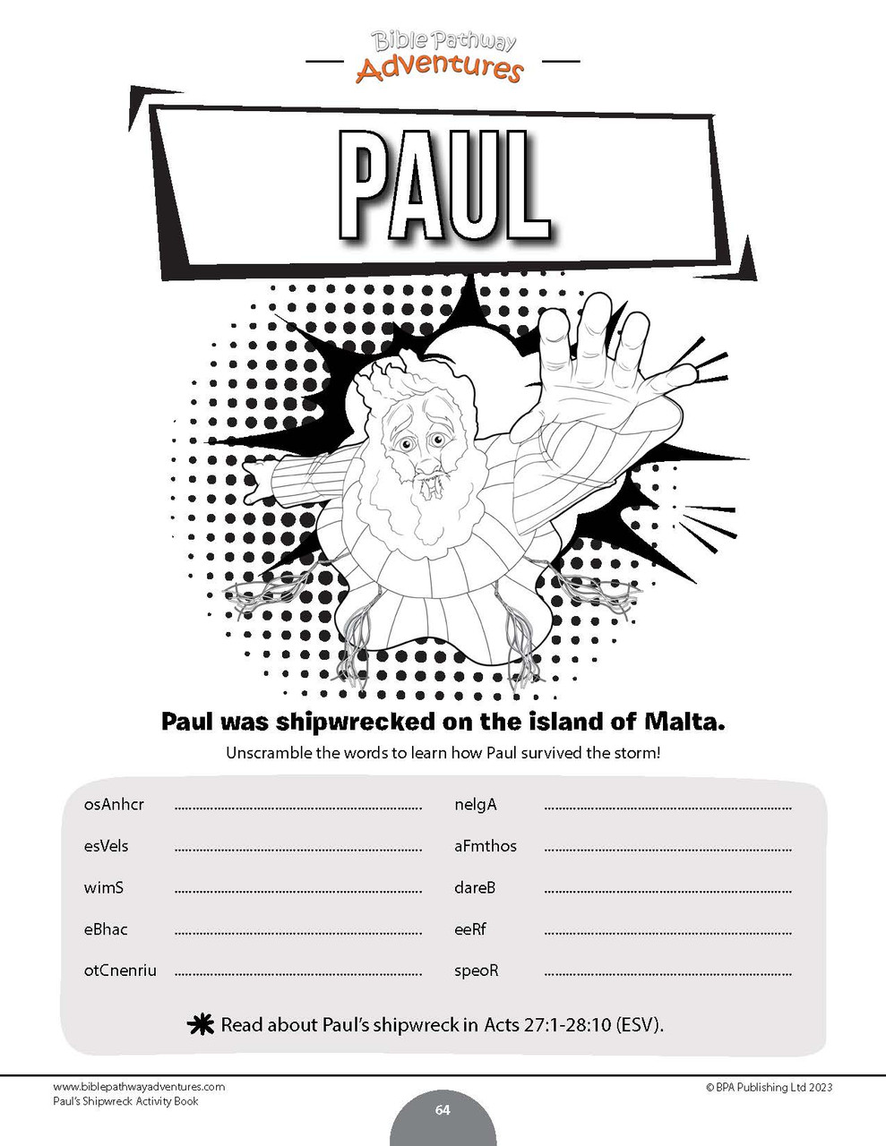 Pauls shipwreck activity book kids ages