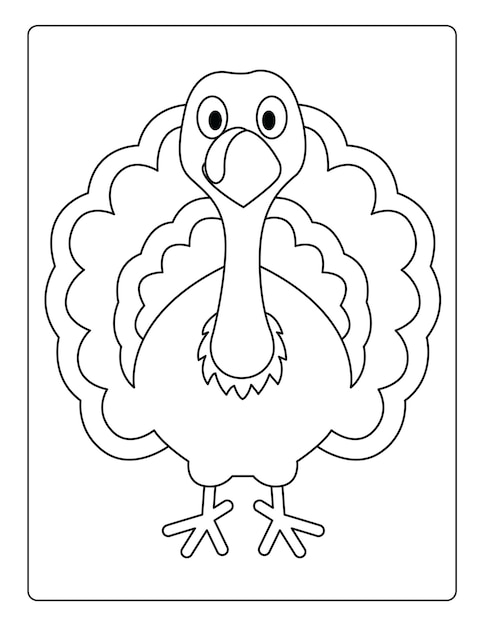 Premium vector thanksgiving coloring pages for kids with turkey and pumpkin black and white activity worksheet