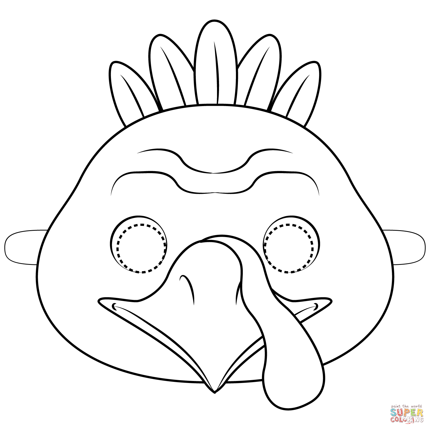 Turkey mask coloring page free printable coloring pages