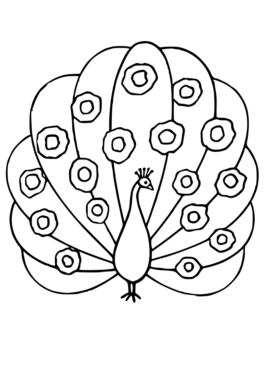 Free printable peacock easy coloring page for adults and kids