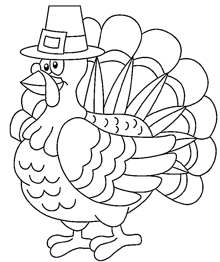 Dibujo de pavo para colorear y pintar