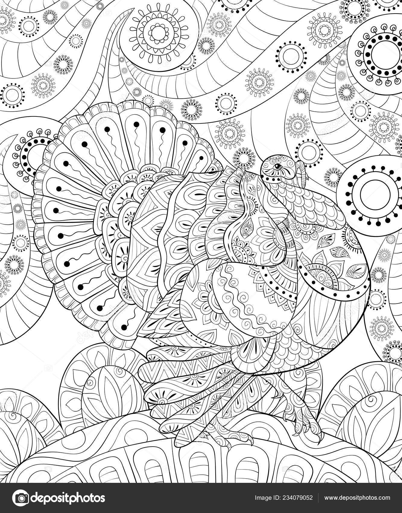 Lindo pavo con adornos imagen abstracta fondo floral para una vector de stock por nonuzza