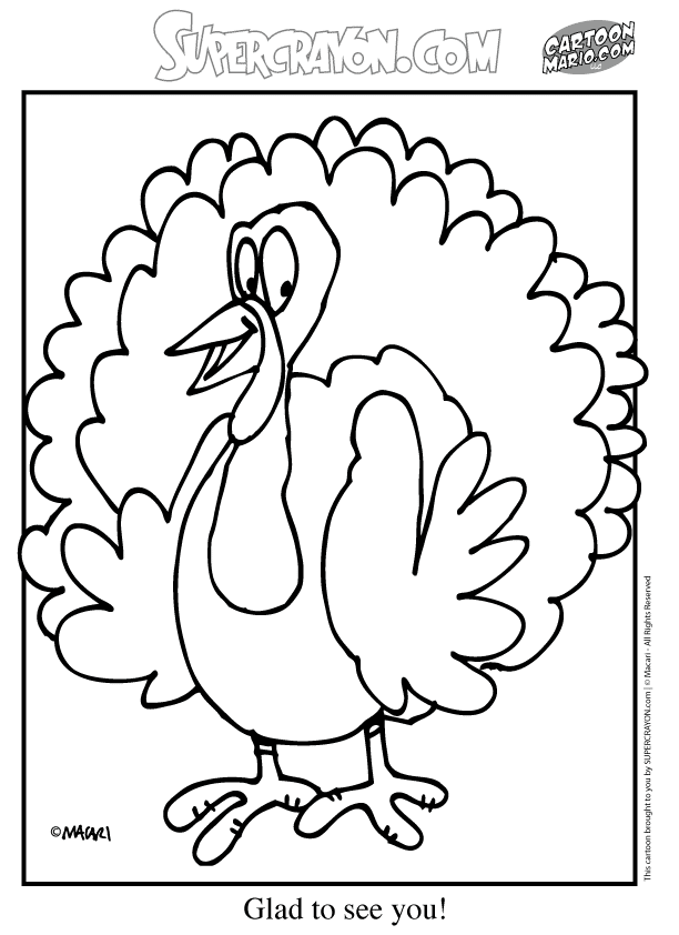 Dibujo de pavo para colorear y pintar