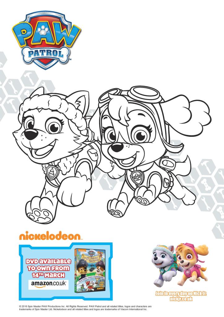 Paw patrol louring pages and activity sheets free printables