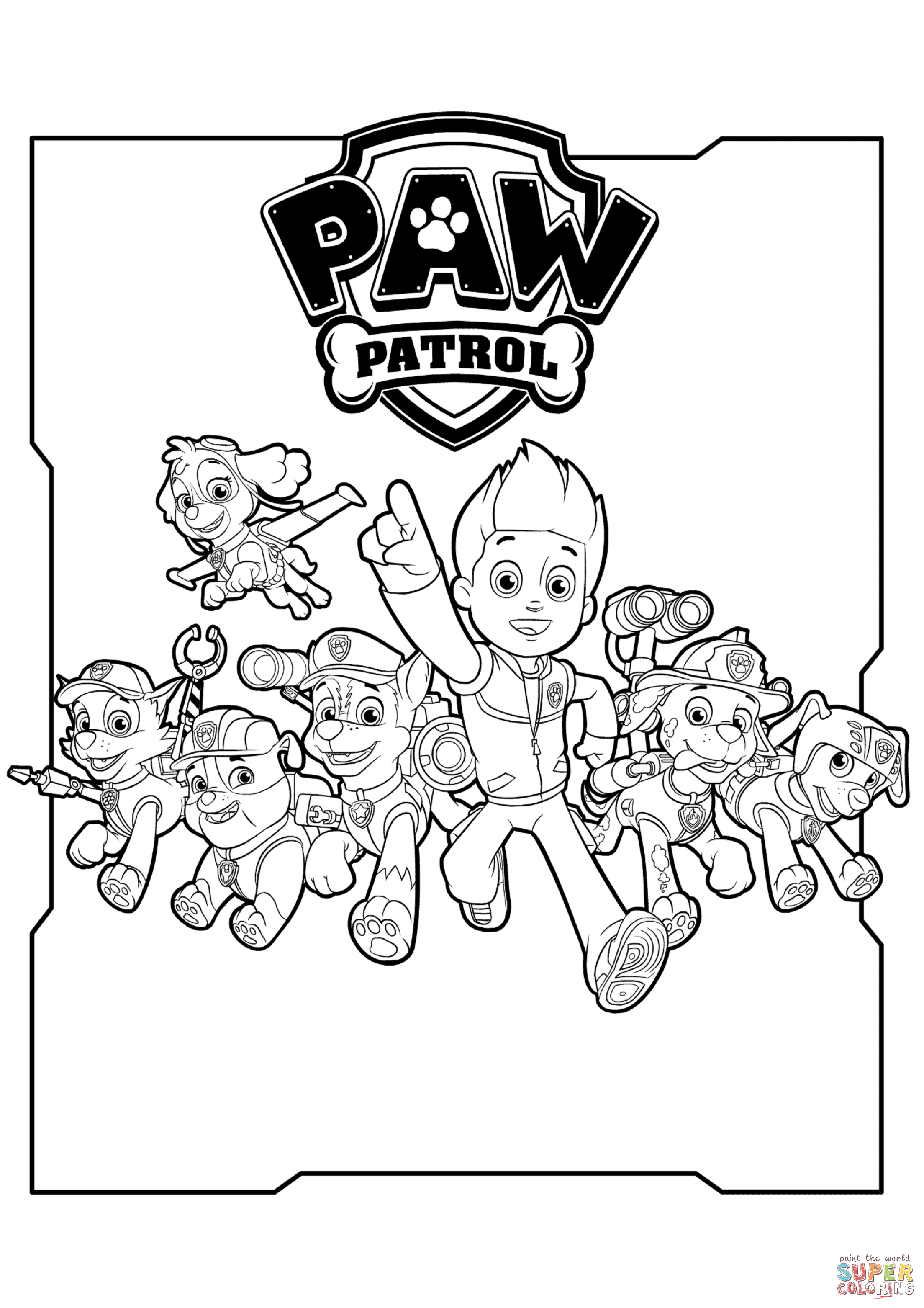 All paw patrol characters coloring page free printable coloring pages