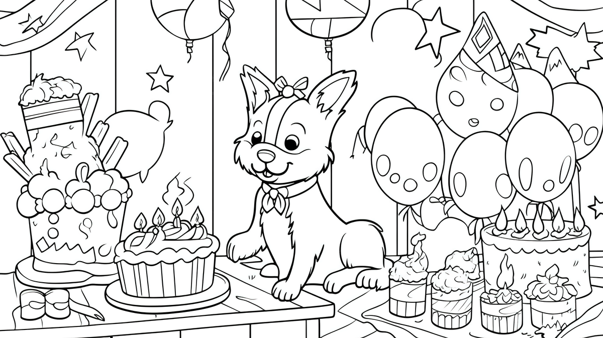 Birthday themed coloring page for kids background happy birthday coloring picture background image and wallpaper for free download