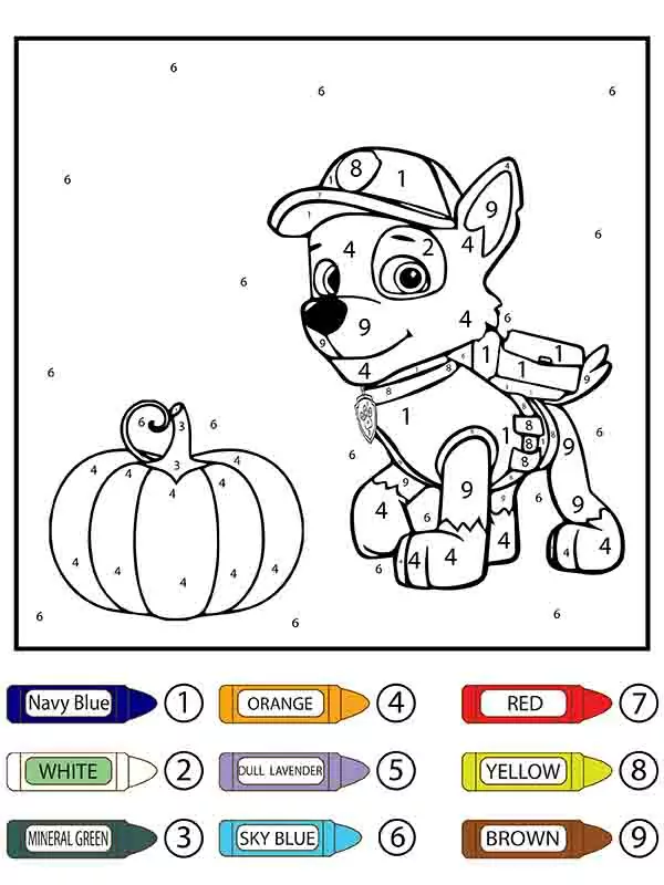 Paw patrol color by number malvorlagen