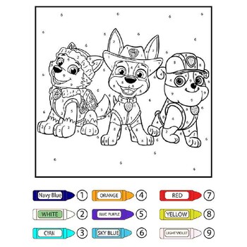 Paw patrol math addition paw patrol coloring pages color by number