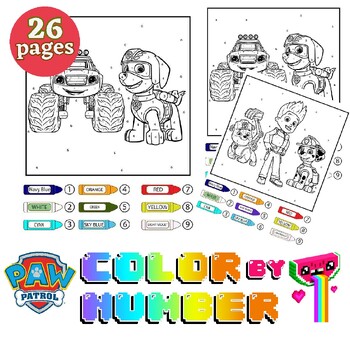 Paw patrol math addition paw patrol coloring pages color by number