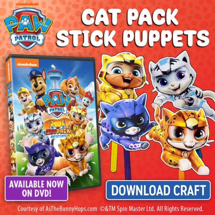 Printable cat pack stick puppets inspired by paw patrol cat pack rescues â skgaleana paw patrol paw paw patrol nickelodeon