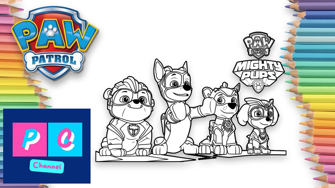 Colorful transformation paw patrol mighty pups