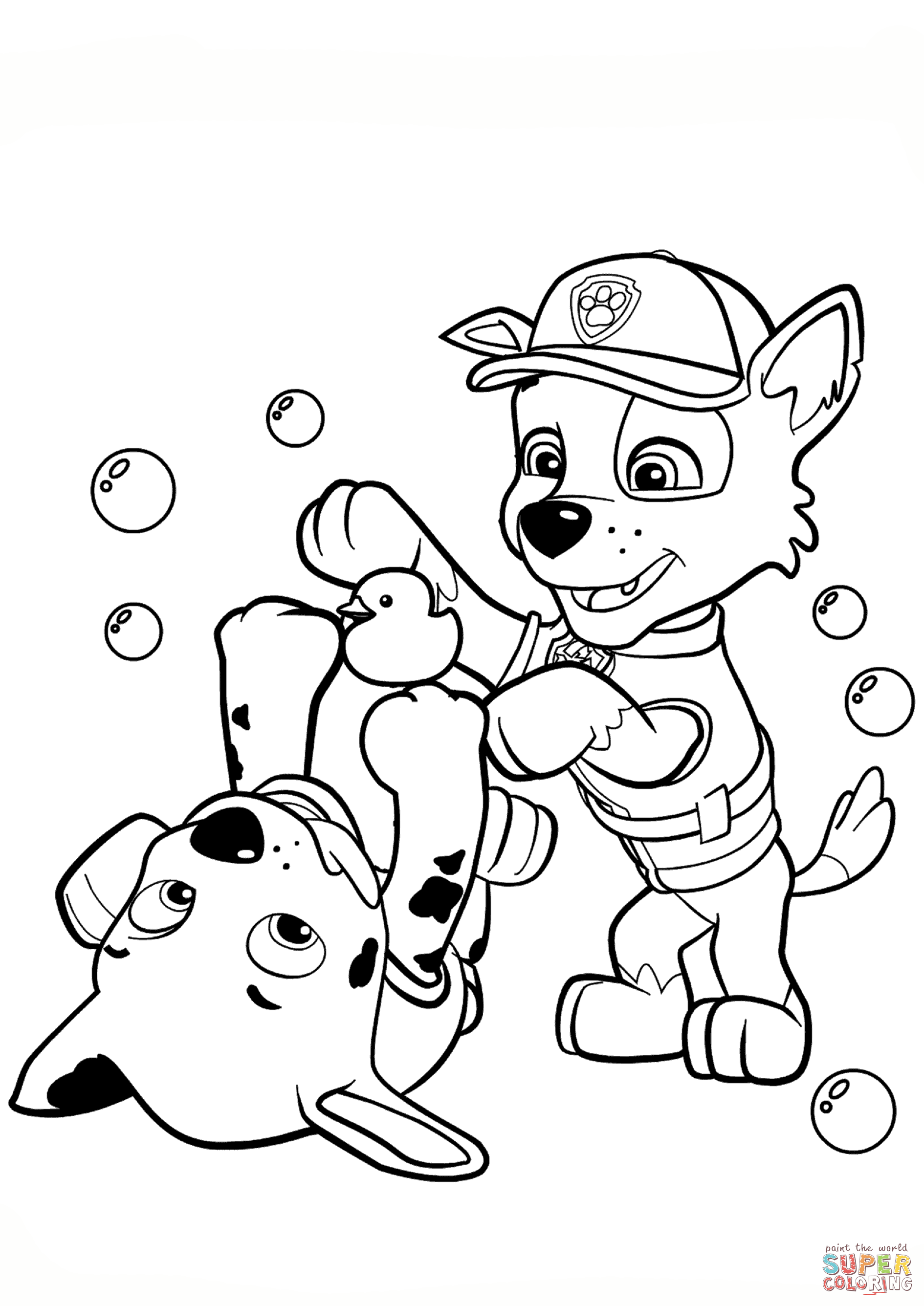 Paw patrol rocky and marshall coloring page free printable coloring pages