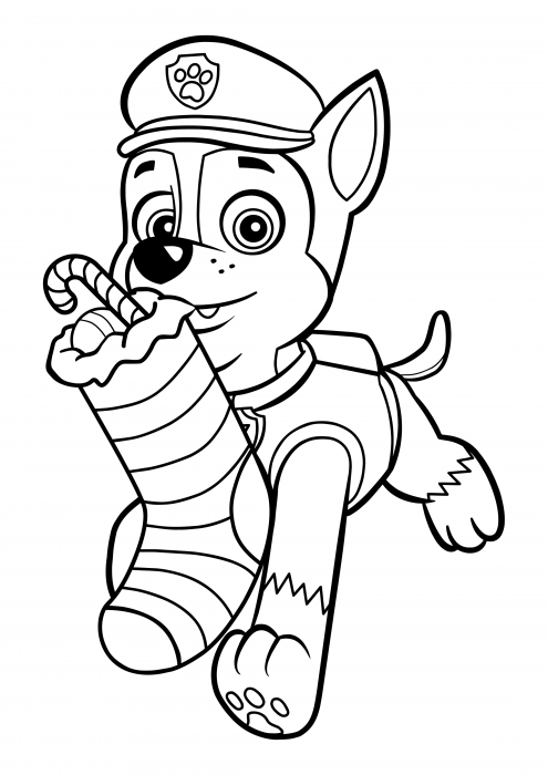 Chase with christmas stocking coloring pages paw patrol coloring pages