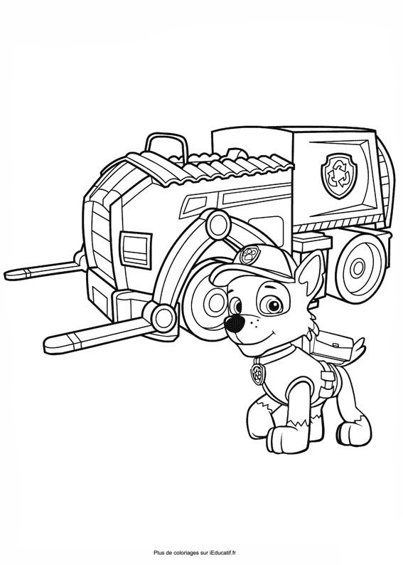 Chase with his truck coloring page paw patrol