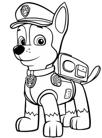 Paw patrol chase coloring page free printable coloring pages