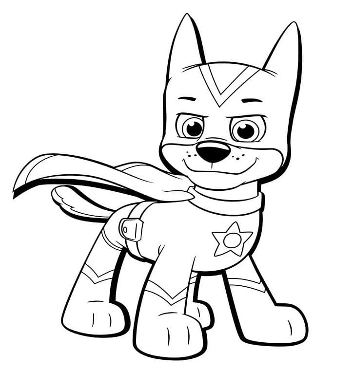 Super chase paw patrol coloring page