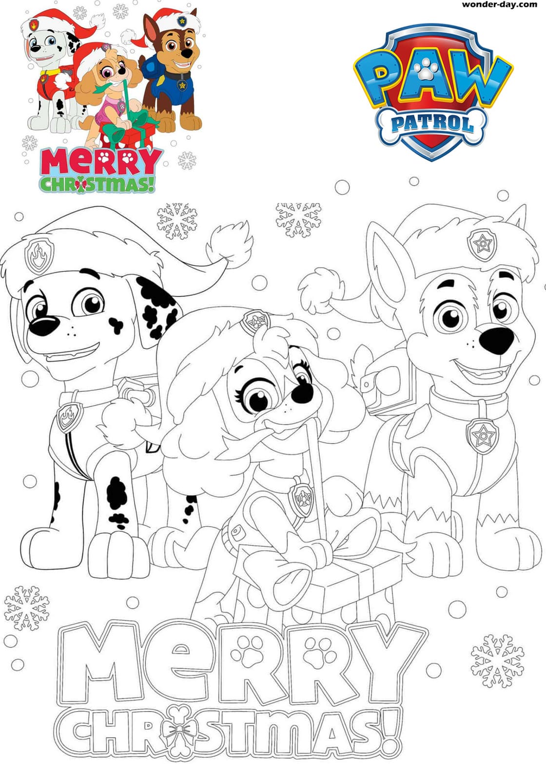 Christmas coloring pages paw patrol print a wonder day â coloring pages for children and adults