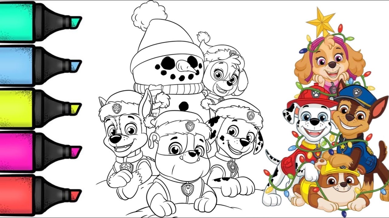 Paw patrol christas coloring coloring videos for kids coloring pawpatrolchristas coloringtie