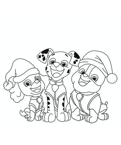 Paw patrol christmas coloring page free printable drawings