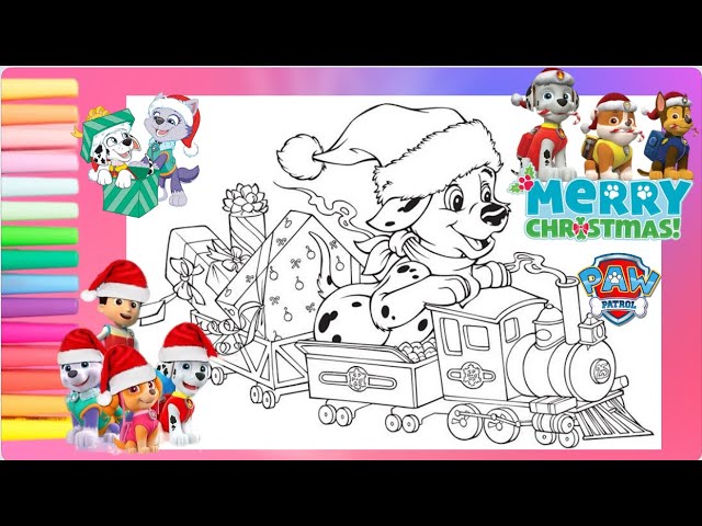 Coloring paw patrol santa claus christmas day coloring page