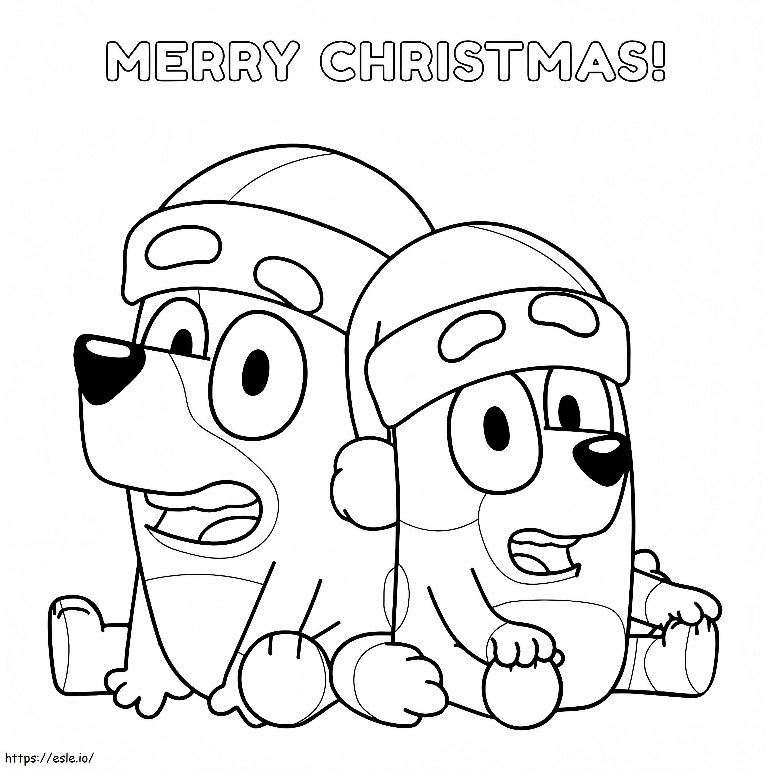 Bluey merry christmas coloring page