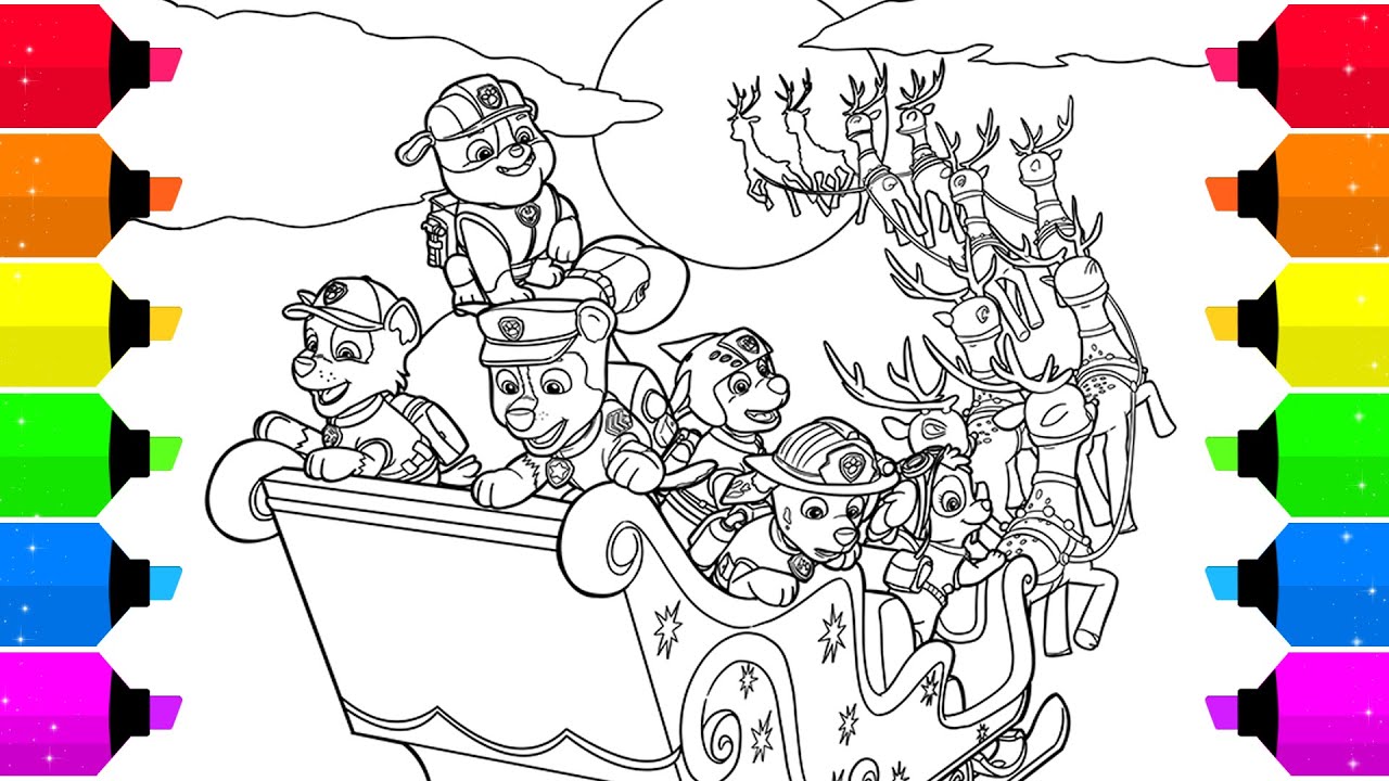 Paw patrol christmas coloring pages for kids