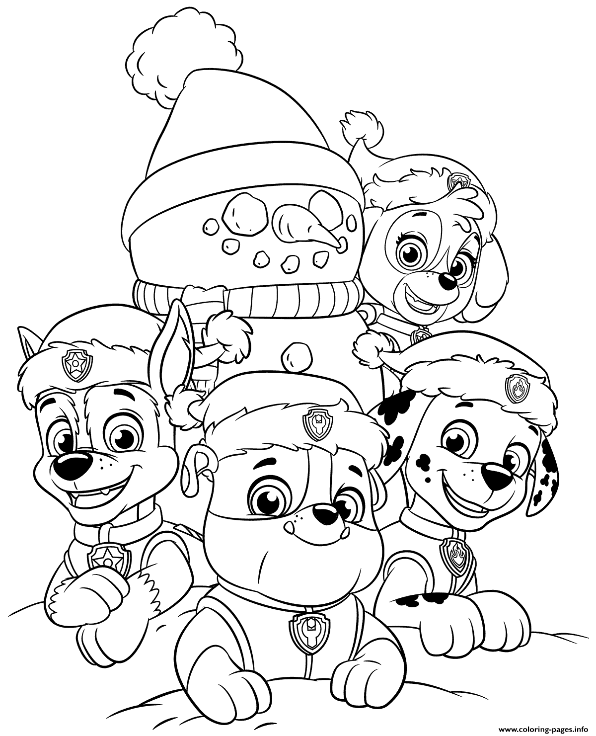 Print paw patrol christmas coloring pages colorear patrulla canina dibujo navidad para colorear pãginas para colorear disney