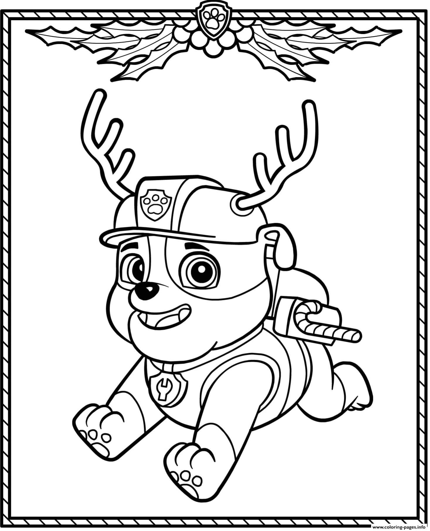 Paw patrol christmas coloring pages printable for free download