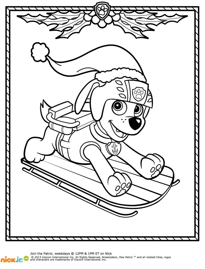 Paw patrol christmas coloring pages printable for free download