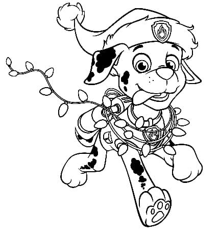 Christmas marshall paw patrol coloring page