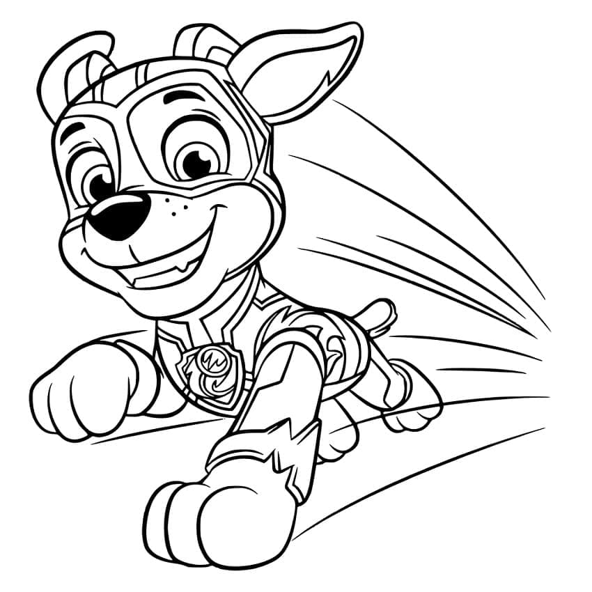 Chase from paw patrol mighty pups coloring page