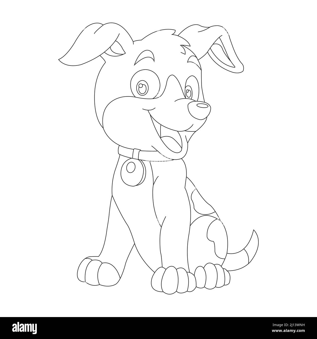 Cute puppy dog outline coloring page for kids animal coloring book cartoon vector illustration stock vector image art