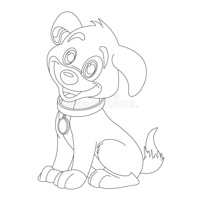 Cute puppy dog outline coloring page for kids animal coloring page cartoon vector illustration stock vector