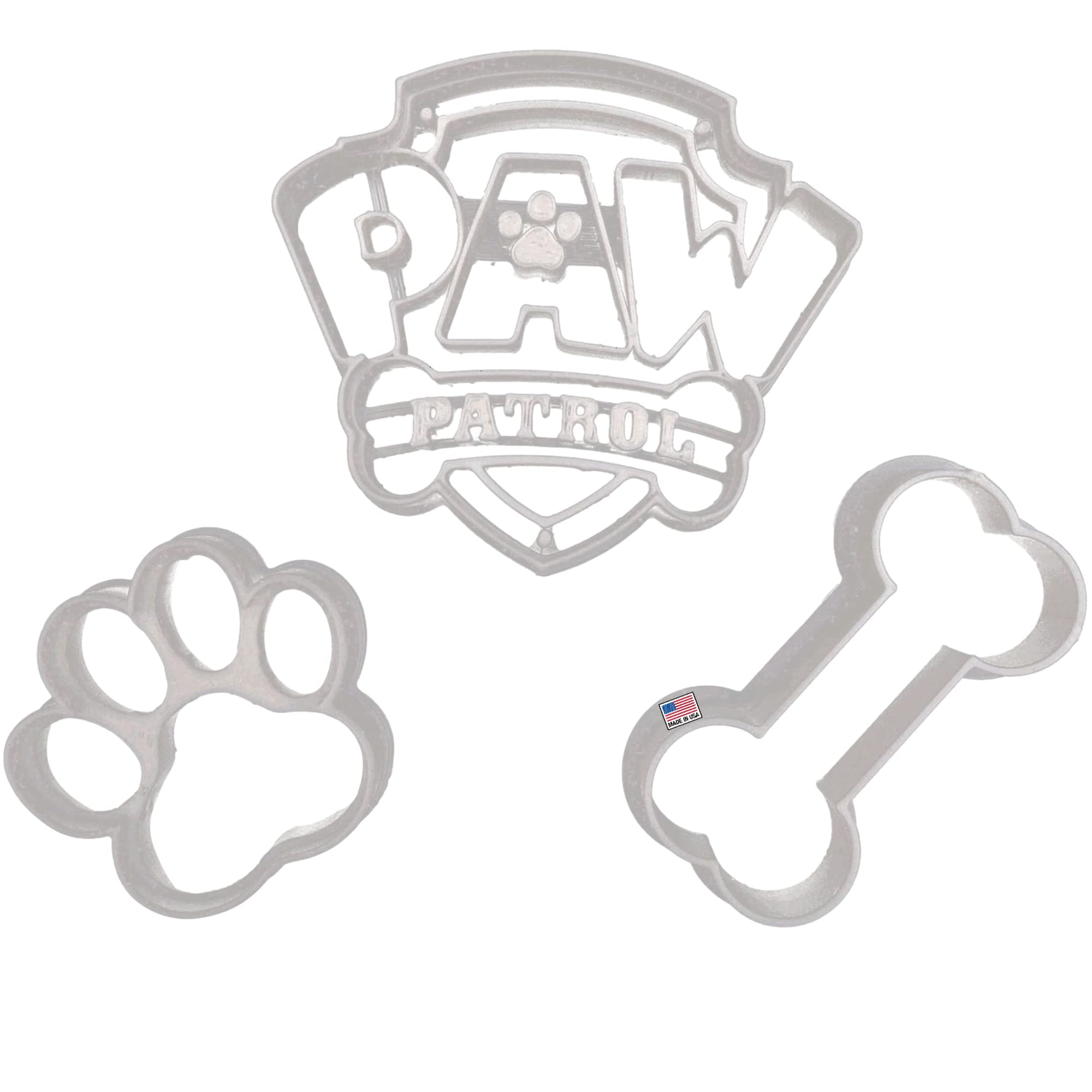 Inspired by paw patrol cookie cutters paw patrol childrens cartoon characters badgeshield dog bone and puppy paw print d printed cookie cutters pack home kitchen