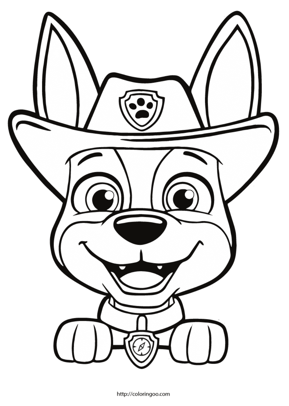 Printable tracker paw patrol coloring page