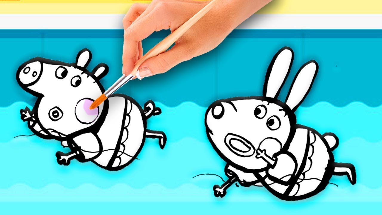 Peppa pig swiing pool drawing pepa la cerdita coloring pages
