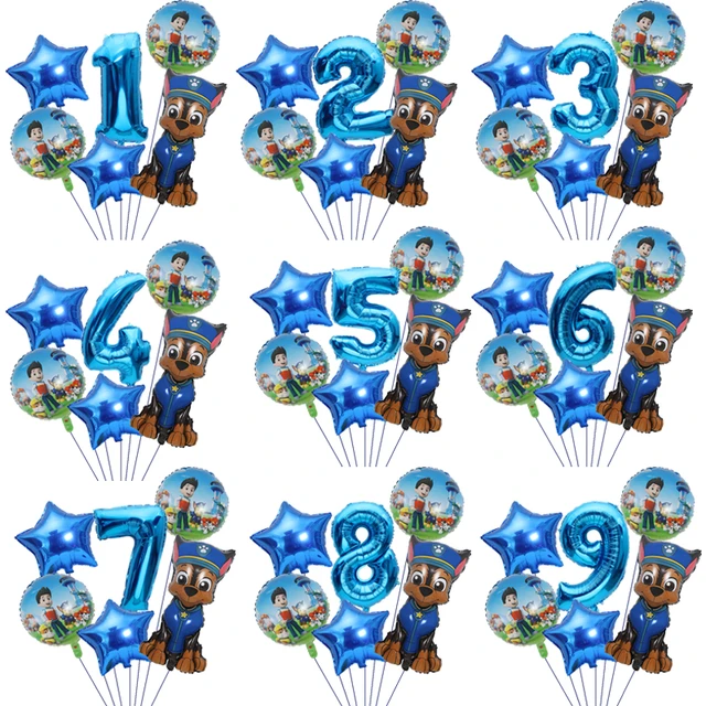 Set cartoon paw patrol ryder birthday decoration aluminum film balloon set dog chase skye marshall party supplies children toys