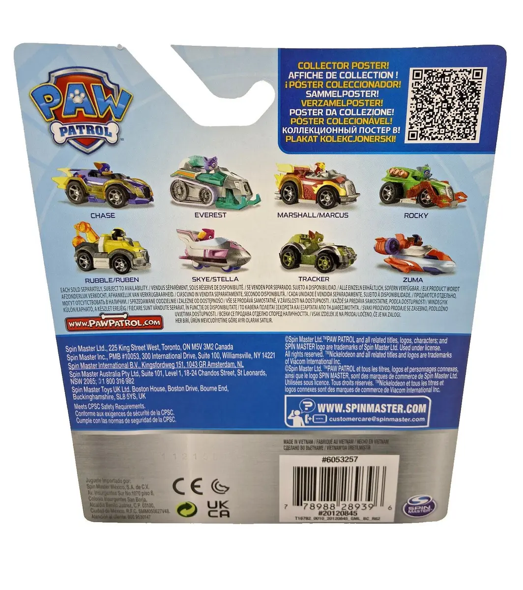 Paw patrol tracker mighty super paws die cast racer true metal vehicle