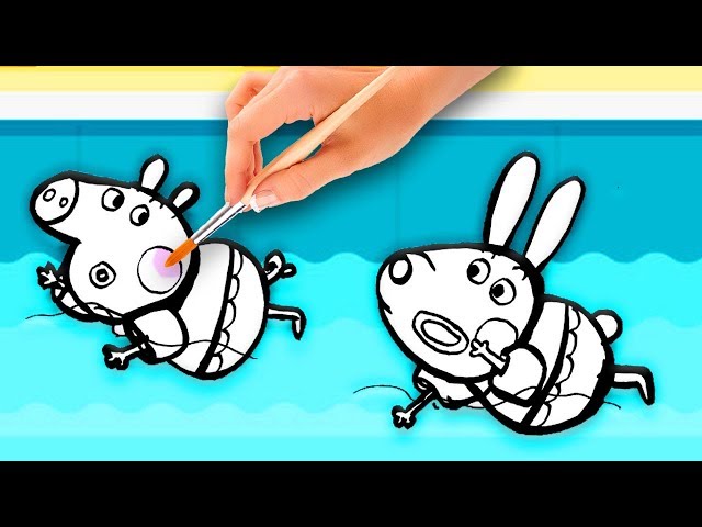 Peppa pig swiing pool drawing pepa la cerdita coloring pages