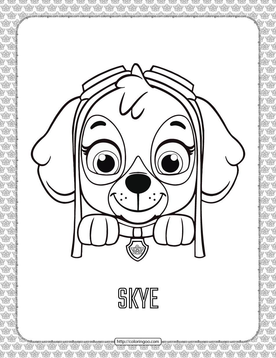 Paw patrol ctoon skye head coloring page paw patrol coloring skye paw patrol paw patrol coloring pages