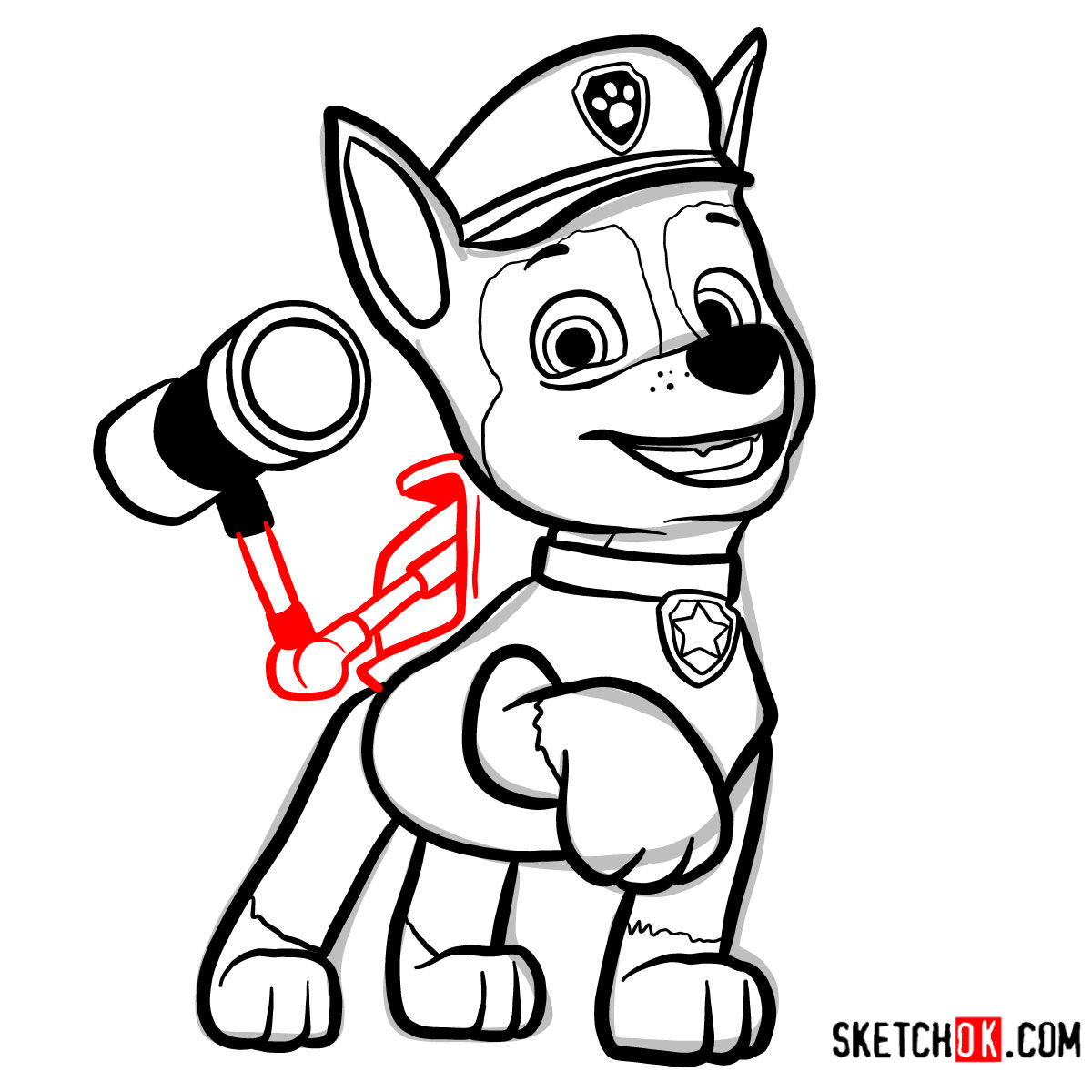 Learn how to draw chase the paw patrols police pup