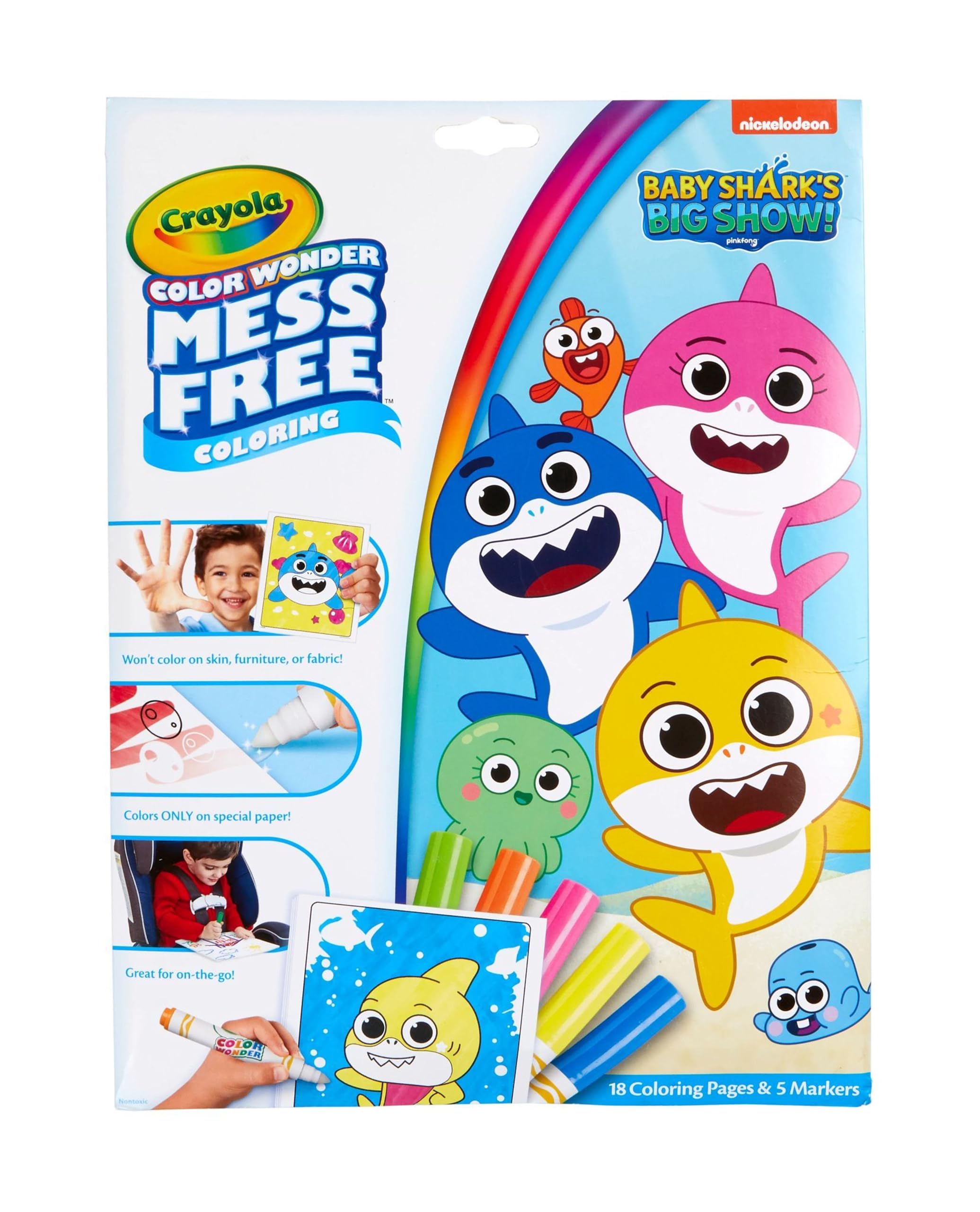 Crayola baby shark color wonder pages mess free coloring for toddlers kids holiday gift stocking stuffer travel activities everything else