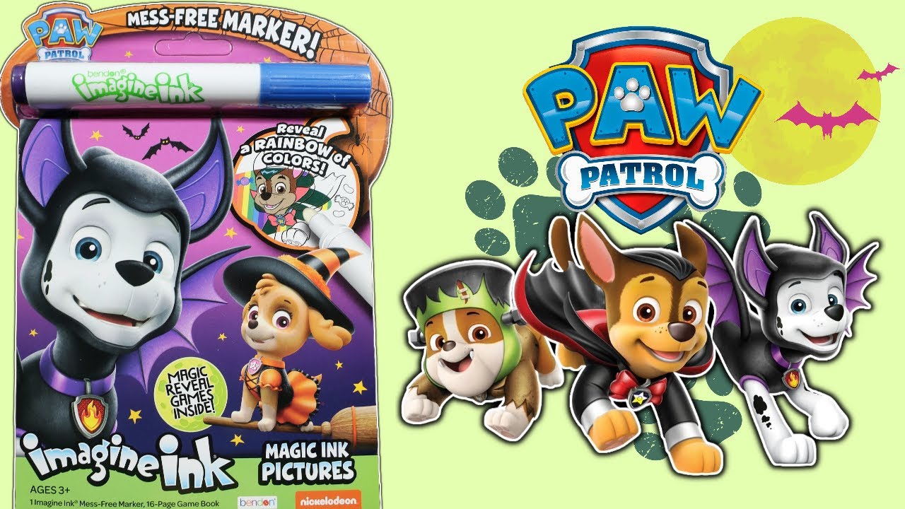 Paw patrol halloween imagine ink coloring activity book coloring with mess