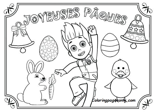 Paw patrol easter coloring page