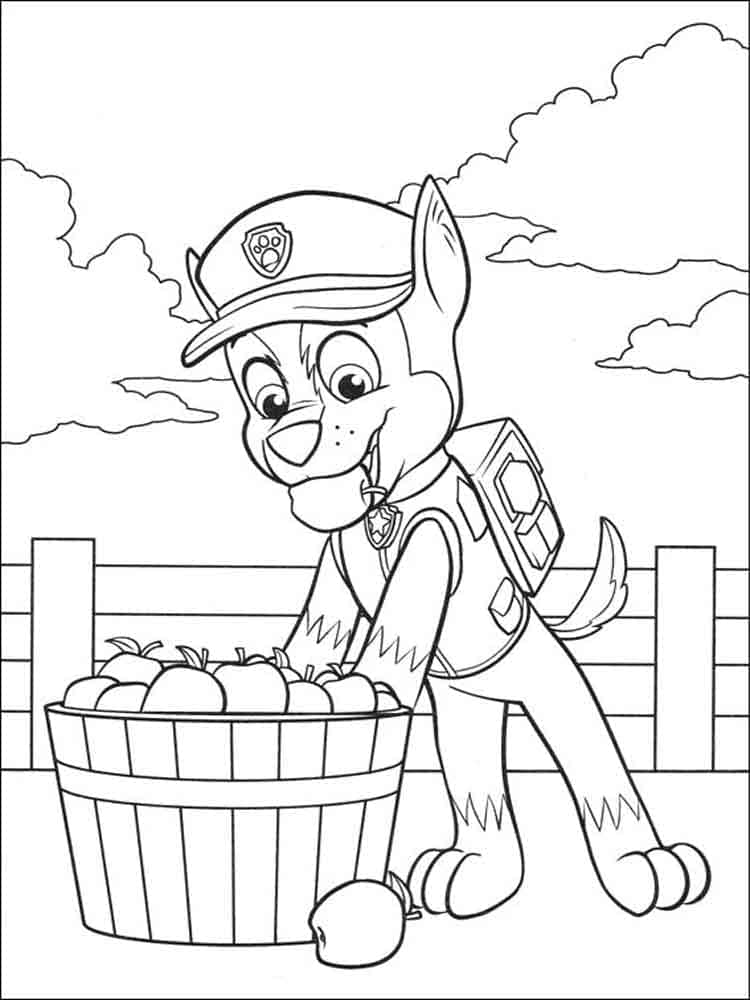 Funny chase paw patrol coloring page