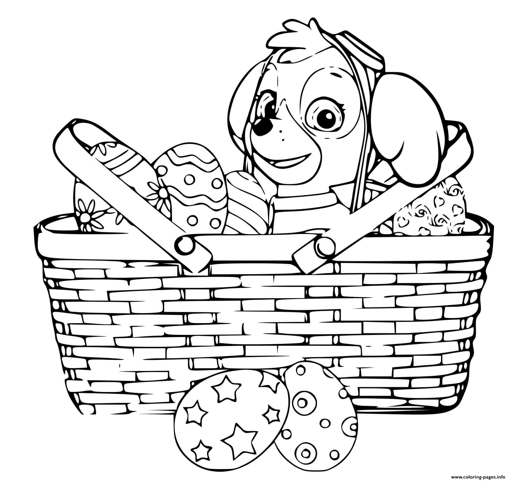 Skye paw patrol easter eggs coloring page printable