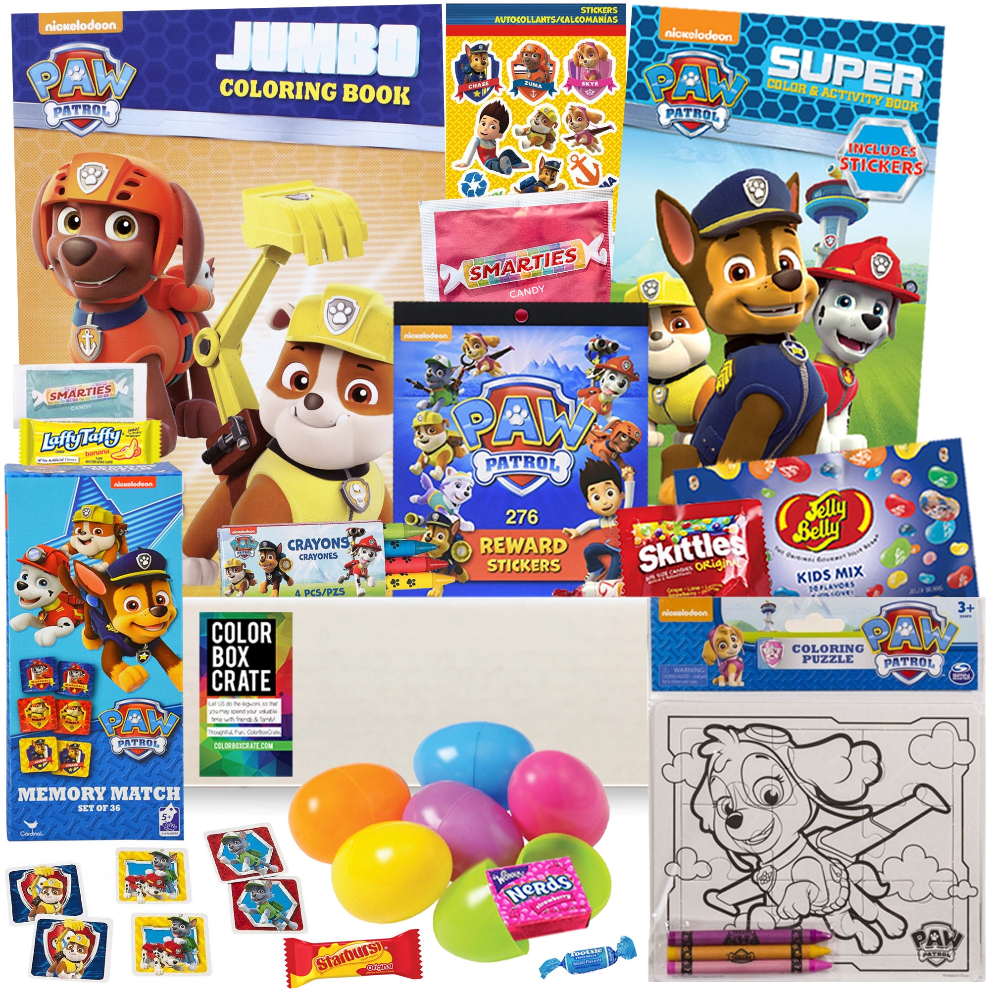 Paw patrol easter basket care package pc set easter eggs easter candy paw patrol toys coloring books puzzle paw patrol game and more