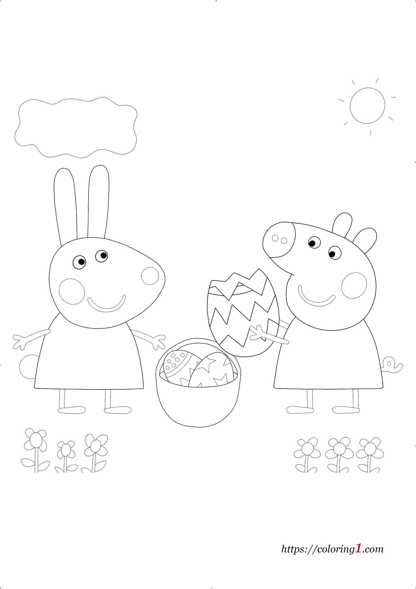 Peppa pig easter egg coloring pages